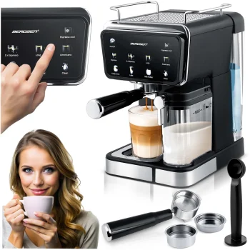 Berdsen BD-773 20 Bar pusautomātiskais kafijas automāts ar piena putotāju, melns