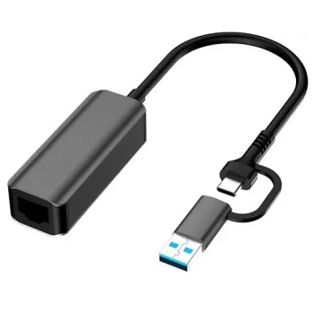 USB-A / USB-C uz RJ45 tīkla adapteris, USB 3.0, 1000 Mbps, 0.15 m