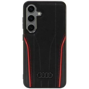 Audi Genuine Leather MagSafe vāciņš Samsung Galaxy S24, melns/sarkans