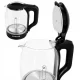 Elektriskā tējkanna, stikla, 1500W, 2L, ar LED apgaismojumu, melna