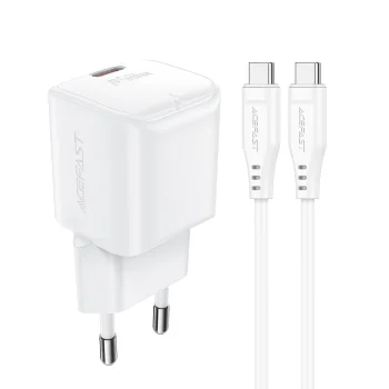 Acefast A77 Mini GaN tīkla lādētājs PD 30W ar USB-C kabeli, balts