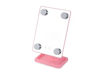 Makeup Kosmētisks Spogulis ar LED Apgaismojumu un 180° Rotāciju, Rozā | Makeup Cosmetic Mirror with LED Lightning