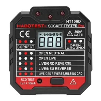 Kontaktligzdu testeris Habotest HT106D ar LCD displeju