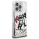 Karl Lagerfeld Liquid Glitter Choupette vāciņš priekš iPhone 16 Pro, caurspīdīgs