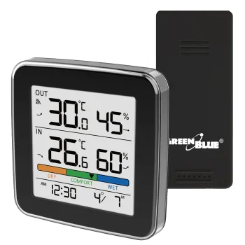 Bezvadu meteoroloģiskā stacija GreenBlue GB169 B, Melna