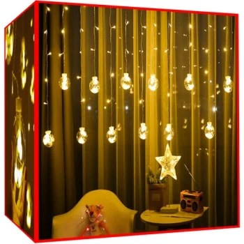 Gaismas aizkars Iso Trade 108 LED, Silti balts