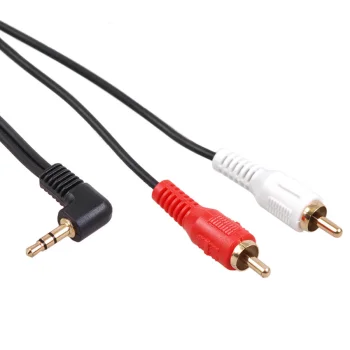 Maclean MCTV-824 Mini Jack 3.5mm uz 2RCA leņķa kabelis, 1m, Melns