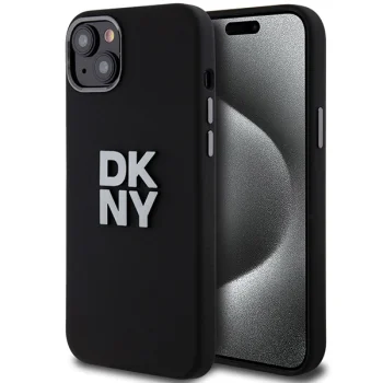 DKNY iPhone 15 Plus vāciņš HC Silicone w Stack Metal Logo, melns