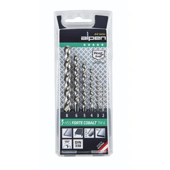 Metāla urbju komplekts Alpen HSS Cobalt Forte TM 6, 6 gab. (2-8 mm)
