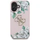 Guess Grained Roses Big 4G logo vāciņš iPhone 16 6.1\", rozā
