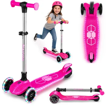 Ricokids Jelly trīsriteņu balansa skrejritenis bērniem ar LED, Rozā