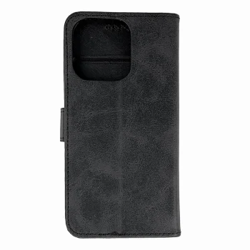 iPhone 16 Pro Max atverams vāciņš maciņš grāmatiņa Leather Book Case, melns