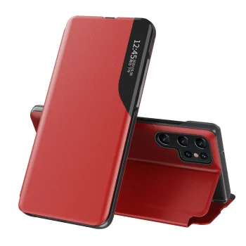 Hurtel Eco Leather View atverams vāciņš Samsung Galaxy S25 Ultra, sarkans