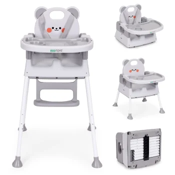 Ecotoys 3-in-1 Bērnu barošanas krēsliņš, Pelēks