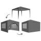 Gotel PA10 dārza telts / paviljons ar 4 sienām, 3x3 m, pelēks