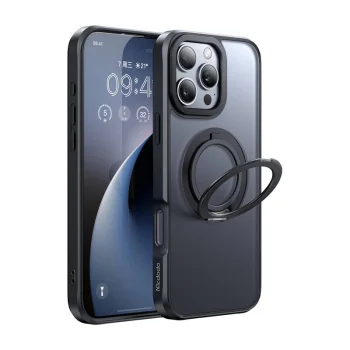 McDodo PC-4933 MagSafe vāciņš priekš iPhone 16 Pro Max ar statīvu, melns
