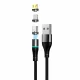 Setty magnētiskais USB kabelis 3 in 1 (Micro USB/Type-C/Lightning), 1m, 2A, melns