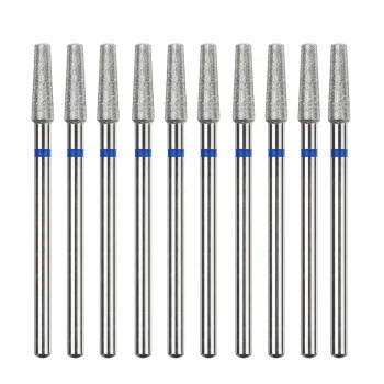 Dimanta frēžu komplekts manikīram, 10 gab. (Noapaļots cilindrs, 1.4 mm, zils)