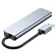 Tech-Protect V0 5-in-1 USB-A sadalītājs (USB 3.0 / 3x USB 2.0 / USB-C) - Pelēks