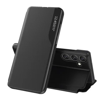 Atverams vāciņš Samsung Galaxy A24 4G ar statīva funkciju Eco Leather View Case, melns