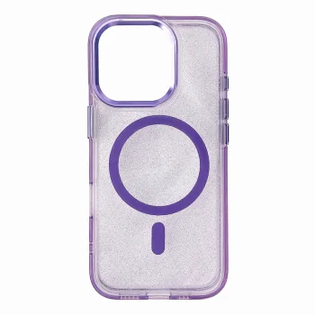 Vāciņš iPhone 16 Plus Glitter Case MagSafe, violets ar vizuļiem