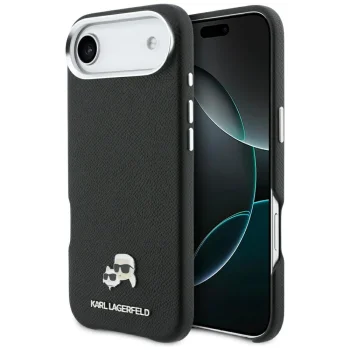 Karl Lagerfeld Karl & Choupette Head Pins Saffiano MagSafe vāciņš priekš iPhone Air, melns