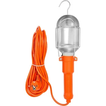 Pārnēsājamā darbnīcas lampa ar āķi 7m, E27, oranža