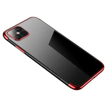 Caurspīdīgs TPU želejas vāciņš Xiaomi Mi 11 ar sarkanu galvanizētu rāmi