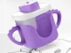 Bērnu krūzīte ar silikona rokturiem un salmiņu, 300 ml, violeta
