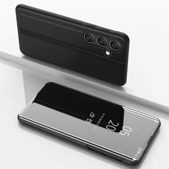 Clear View Samsung Galaxy A36 atverams vāciņš maciņš grāmatiņa, melns