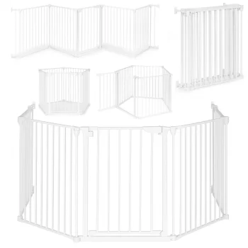 Ecotoys drošības barjera / sētiņa bērniem un dzīvniekiem, 5 paneļi, 60 cm, balta