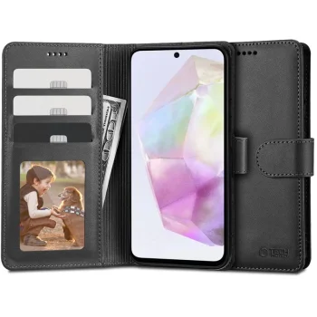 Tech-Protect Samsung Galaxy A35 5G atverams vāciņš maciņš grāmatiņa Wallet Case, melns