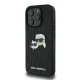 Karl Lagerfeld iPhone 16 Pro vāciņš Monogram Karl & Choupette Head Pin, melns