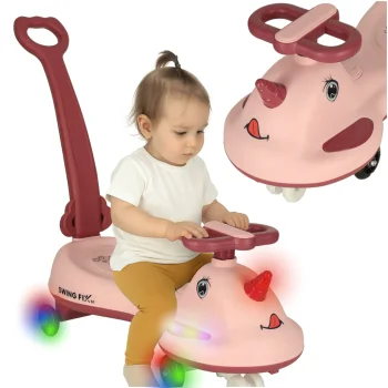 Swing FIX S1 LED gravitācijas braucamrīks ar rokturi, rozā