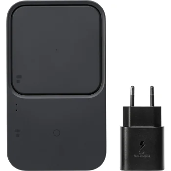 Bezvadu lādētājs Samsung Duo EP-P5400TBEGEU 15W ar tīkla adapteri un kabeli, melns