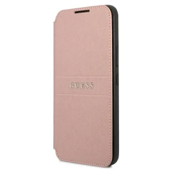 Guess Saffiano Stripes atverams vāciņš Samsung Galaxy S22+, Rozā