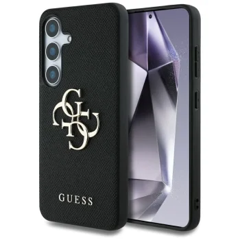 Guess Grained Big 4G Logo vāciņš Samsung Galaxy S25, melns