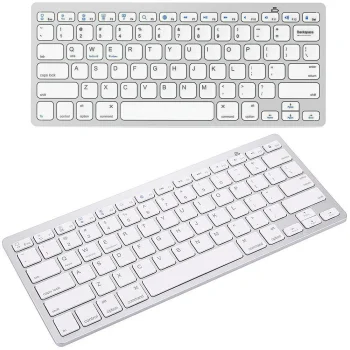 Bezvadu Bluetooth tastatūra datoriem, iPad, Mac, kompakta, balta