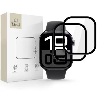 Tech-Protect Glass Flex+ hibrīda aizsargstikls Apple Watch 10 46mm, 2 gab., melns