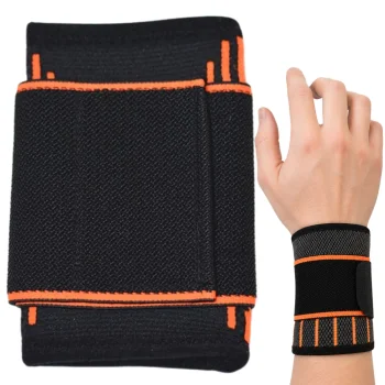 Elastīgs plaukstas locītavas stabilizators ar līpklipsi, pelēks/oranžs