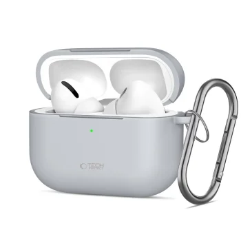 Austiņu maciņš Tech-Protect Silicone Hook priekš AirPods Pro, pelēks