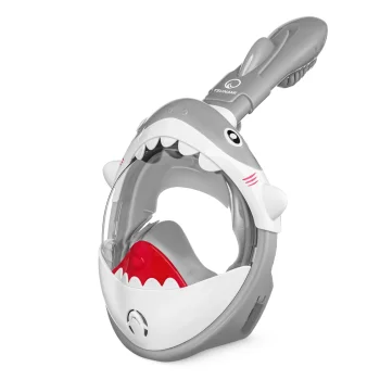 TSUNAMI bērnu pilnas sejas niršanas maska Shark, pelēka