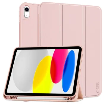 Tech-Protect iPad 10.9" 2022 atverams vāciņš maciņš grāmatiņa SC Pen, rozā