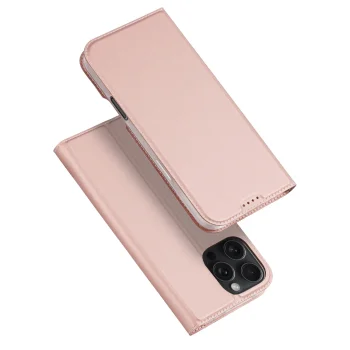 Dux Ducis iPhone 16 Pro Max atverams vāciņš maciņš grāmatiņa Skin Pro, rozā