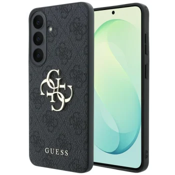 Guess Leather 4G Metal Logo vāciņš Samsung Galaxy S26 FE, melns
