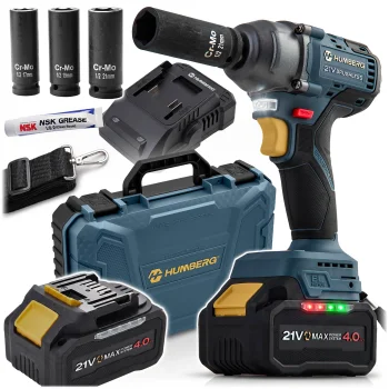 Akumulatora triecienuzgriežņatslēga Humberg HM-440 21V 350Nm, 4.0Ah