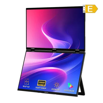 Pārnēsājamais dubultais monitors ZEUSLAP Z18W 2x 18.5" FHD 120Hz USB-C Mini HDMI