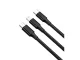 3-in-1 USB kabelis Lightning / Micro USB / Type-C 1,2 m melns
