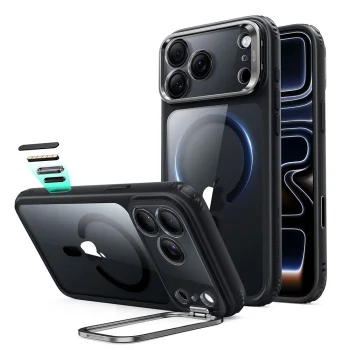ESR Classic Hybrid Kickstand MagSafe vāciņš iPhone 18 Pro Max / 17 Pro Max, Clear Black