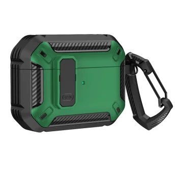 AirPods 4 maciņš ar karabīni, Pro Armor, zaļš